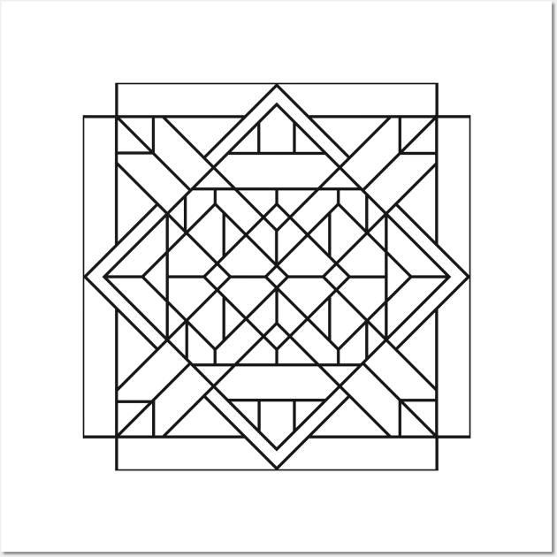 Black and White Art Deco Geometric Triangular Tile Design Wall Art by Rhubarb Myrtle